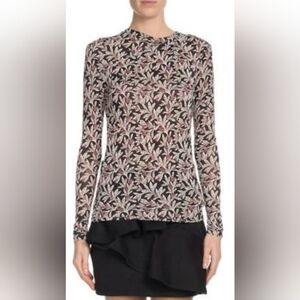 Isabel Marant Etoile NWOT Black Pink Foliage Floral Print Blouse size 38 (US 8)
